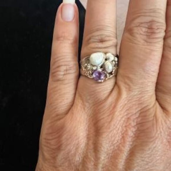 Handmade Sterling Silver Ring with 14KT Accents - Picture 6 of 6